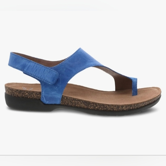 Dansko Reece Waxy Burnished Blue Leather Sandals Cork Footbed NEW SZ EU 40 - Picture 3 of 16